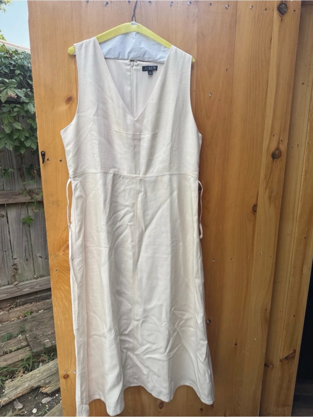 J. Crew Cream V-Neck Sleeveless Maxi Dress with Side Ties